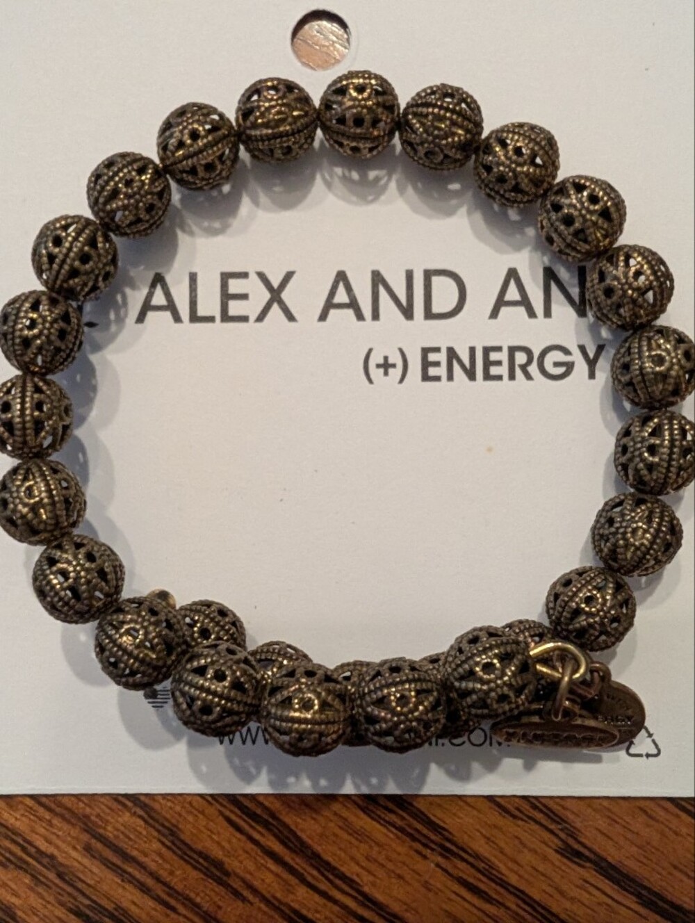 Alex and Ani Vintage 66 Bronze Filigree Beaded Wrap Bracelet NWOT